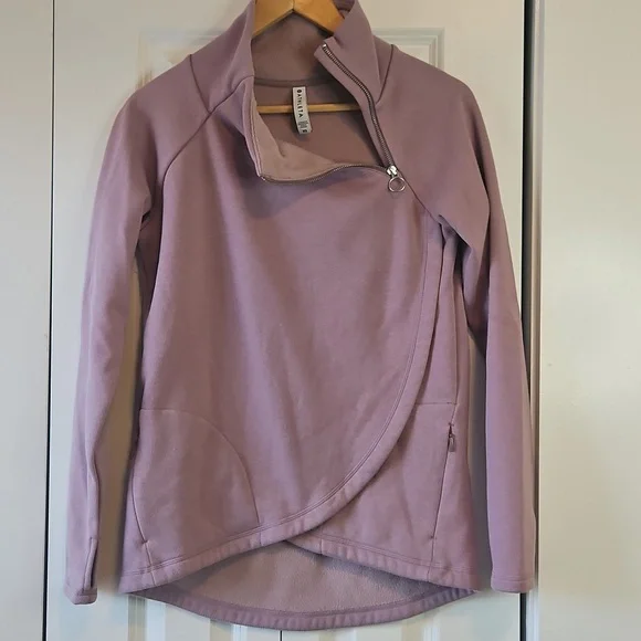 ATHLETA Cozy Karma Asym Pullover DOGWOOD Mauve Sweatshirt XS - Picture 4 of 6